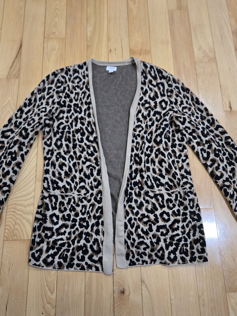 J. Crew Factory Leopard Long Cardigan